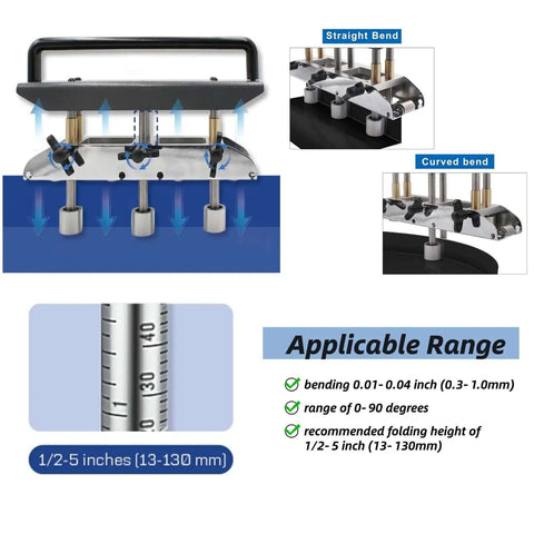 Diagram showing Metal Bending Tool With Three Station Roller For Roofing Sheets 0.3 To 1.0mm Thickness 13 To 130mm Fold Height