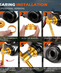 Step-by-step usage of Beast Bottom Bracket Removal And Installation Tool Kit for BB installation, showing each installation stage.