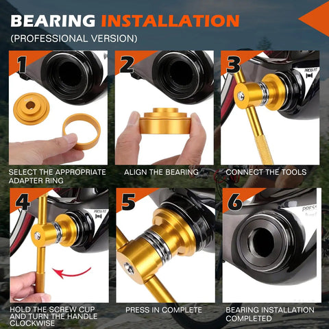 Step-by-step usage of Beast Bottom Bracket Removal And Installation Tool Kit for BB installation, showing each installation stage.