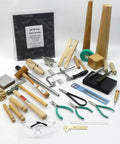 Starter Hands On Metalsmith Tools Kit For Jewelry Making A Solid Bench Tools Set With Ring Mandrel Ring Clamp Bench Pin Wood Ring Clamp And All The Essentials For Apprentice Jewelry Making And Metalworking, assorted bench tools laid out