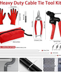 Heavy Duty Zip Tie Gun Kit With 300 Stainless Steel Zip Ties, tools, gloves, bag for fencing, exhaust, automotive DIY