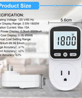 Upgraded Watt Meter Power Monitor Plugs Into Your Outlet Home Energy Display With Backlight Tracks Watts Kilowatt Hours Voltage Amps Frequency Power Factor Cost And Unit Price Across Eight Display Modes With Overload Protection, 5.6cm front view