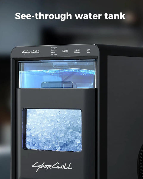 Chewable Nugget Ice Maker Countertop 44 Lbs Per Day Pebble Sonic Ice Machine with see-through water tank and ice display