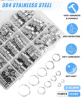170 Pcs 304 Stainless Steel Single Ear Hose Clamp Set With Ear Clamp Pincer 11 Sizes From Six To Twenty Five Point Six Millimeter