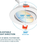 180° adjustable gimbal of 12 Pack 4 Inch LED Gimbal Eyeball Recessed Lighting Canless Ceiling Light Plug And Play With J Box 5 Color Temperature Switchable 2700K To 5000K 9W Dimmable ETL Approved Ultra Thin Slim Panel Easy Install