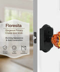 Crystal Rose Glass Door Knobs With Privacy Lock For Interior Doors Vintage Antique Style In Black Brown Finish