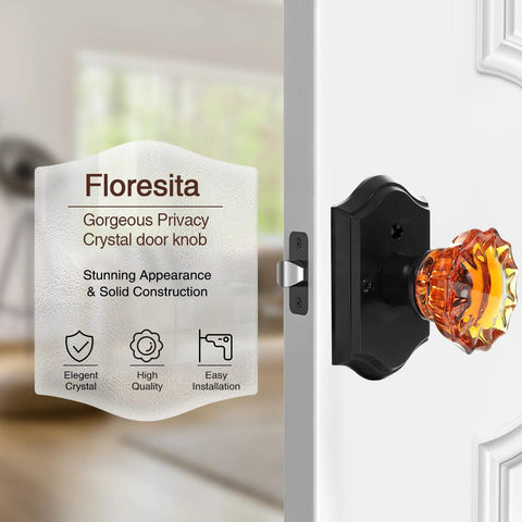 Crystal Rose Glass Door Knobs With Privacy Lock For Interior Doors Vintage Antique Style In Black Brown Finish