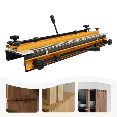 Pro Level 24 Inch Dovetail Jig Kit For Dead Nuts Accurate Woodworking Joints with yellow and black steel and aluminum design.