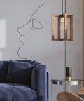 2-Pack 1-Light Farmhouse Adjustable Hand Painted Wood Gold Semi-Flush Mount Ceiling Light Fixtures Black Finish Rustic Hanging Pendant For Foyer Dining Room Kitchen Island Hallway in a living room setting.