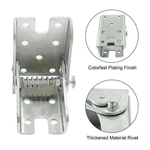 Hella Sturdy Folding Table Leg Brackets Self Locking Heavy Duty Hinge Set showing zinc plated steel hinge with spring mechanism.