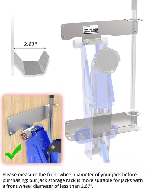 Heavy Duty Aluminum Floor Jack Wall Mount For 1.5 To 3 Ton Low Profile Jacks Universal Holder with Handle Loops Trailer Jack Mount Installed