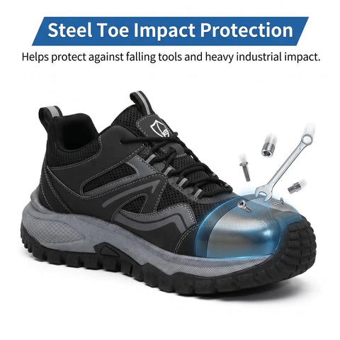 Steel Toe Work Shoes For Men With Kevlar Midsole All Day Comfort Lightweight Puncture Resistant Safety Shoes for impact protection