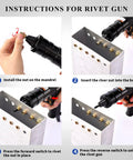 Pneumatic Rivet Nut Gun With Self Locking Head And 3 Mandrels step-by-step usage instructions illustration