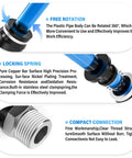 Push To Connect Tee Fittings For Air Lines Budget Friendly 1 Quarter Inch Tube Outer Diameter To 1 Eighth Inch NPT Thread Pack Of Ten Plastic And Copper Pneumatic Quick Connect Tee 0 To 145 PSI 32 To 140 Fahrenheit close-up with details