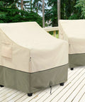Outdoor Patio Chair Covers Waterproof 2 Pack Deep Seat Lounge Covers for Lawn Furniture on deck, showing protection from weather