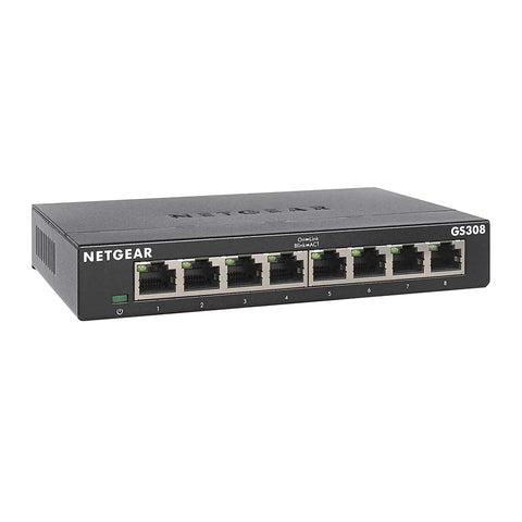 8 Port Gigabit Ethernet Unmanaged Essentials Switch GS308 With No Fuss Plug And Play Setup Silent Operation Desktop Or Wall Mount