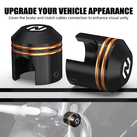 Orange Brake And Clutch Cable Ferrule Covers And Cable Gland For Harley Touring Models CVO Limited FLHTKSE 2015-2020 And Electra Glide Ultra Classic FLHTCU 2014-2019 For A Ride-Ready Boss Look. Black CNC aluminum cable covers with orange rings