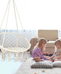Bohemian Macrame Hammock Chair Swing With Hardware Kits For Indoor And Outdoor Use Ideal For Balcony Porch Yard Or Bedroom Cozy Supportive Knitted Seat