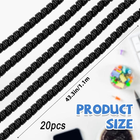 Ten Pack Spiral Cable Protectors For Pets Chew Proof USB Cables And Phone Chargers 110 Cm Black Sleeve product size display