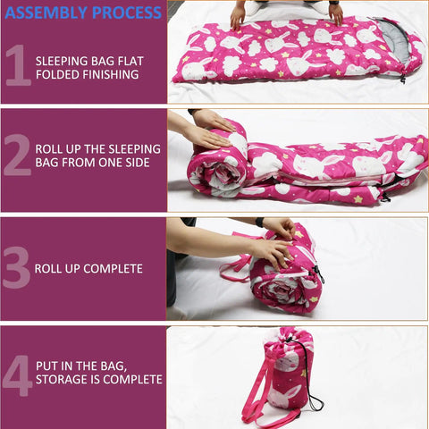 Bright Pink 3 Season Kid Friendly Sleeping Bag For Camping And Backpacking Lightweight And Waterproof With Carry Bag