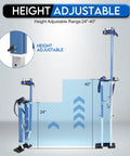 Adjustable Drywall Stilts 24 To 40 Inch Professional Grade Aluminum Painter Stilt For Taping And Painting Ceiling Work Parades Or Cosplay Helpers No Tools Required Fully Adjustable Braces Heavy Duty Blue with height adjustment illustration