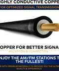 Ford Replacement Antenna Mast For F150 2009 2026 Six And Three Quarters Inch Black Rugged Truck Antenna with copper core