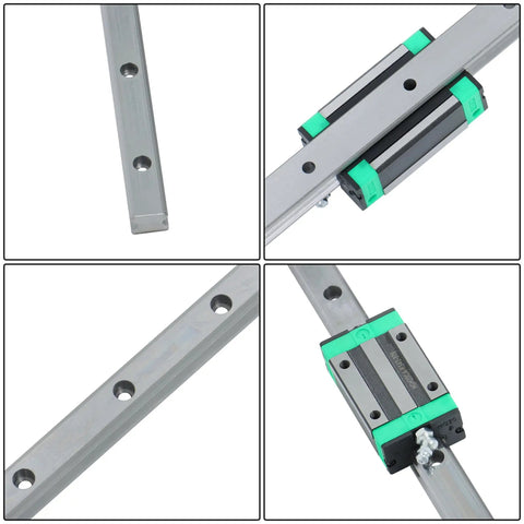 CNC Ball Screw And Linear Rail Kit With SFU1605 1200mm Set Two HGR20 1200mm Rails shown with HG20 block carriages detail