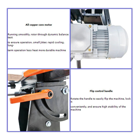 Close-up of Shop Ready Variable Speed Belt Grinder And Sander Chassis motor and control handle for stable operations.