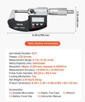Digital Outside Micrometer Set 0-1 Inch Range With LCD Screen displayed with specifications and accessories