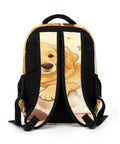 Back view of Bone And Wool Ball Mates Printed Backpack For Unisex Large Capacity Daypack with dog design, smooth straps.