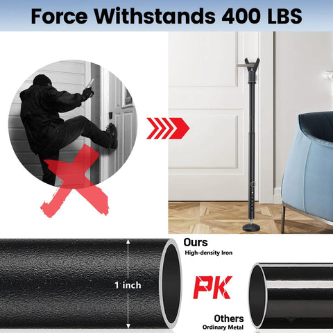 Three In One Sliding Door Security Bar 3 Pack Adjustable From 20.5 To 51.8 Inches With Removable Catches, installed view