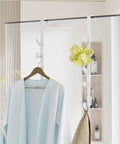 Metal Over The Door Hooks For Hanging And Organizing Purses Coats Hats Towels And Clothes Ideal For Bathroom Closet And Shower Back Of Door Use With Adhesive Mounts And EVA Pads For Door Protection White Two Pack