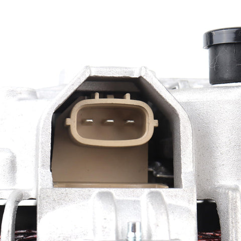 Close-up of connector port on Beefy 90A 12V Alternator With Five Groove Pulley Fits 2004 To 2010 Subaru Impreza, 2006 To 2010 Forester, And 2006 Saab 9 2X 2.5L As A Direct Replacement For OE 23700AA420 And 11058N