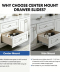 14 Inch Center Mount Drawer Slides 4 Pcs Heavy Duty Hidden Cabinet Rails shown in kitchen drawers demonstrating space efficiency and smooth operation.