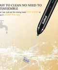 Handheld Milk Frother USB Rechargeable Electric Foam Wand in water with 3 Speeds, Easy Clean, for Coffee Nerds shown under tap