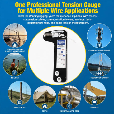 Sailboat Rigging Tension Gauge With Pro Grade Five Percent Accuracy For Three Sixteenth Inch Seven Thirty Second Inch And One Quarter Inch Wire Rope Precision Tension Meter For Standing Rigging Regatta Ready Boat Accessory in use