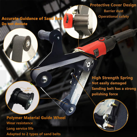 Heavy Duty Workhorse 1080W Pipe Tube Polisher Sander features protective cover and guidance system for effective polishing.