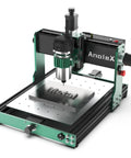 AnoleX CNC Router 3030-Evo Max; angled front view shows all-metal frame with green finish and milling spindle