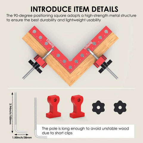 90-degree 5.5 Inch Positioning Square Clamp on Wood, Part of Two Pack 5.5 Inch 90 Degree Positioning Squares Right Angle Clamps For Woodworking Aluminum Alloy Corner Clamp Set Carpenter Clamping Tool For Picture Frames Cabinets Drawers Boxes And Small Projects