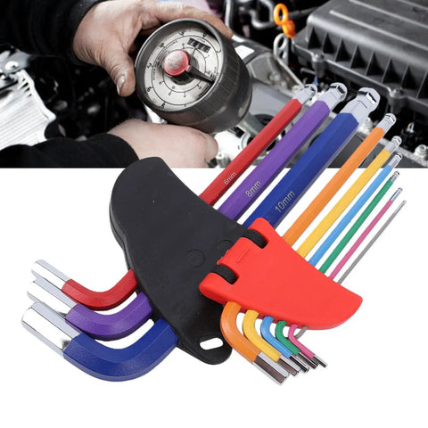 Kick It Up A Notch With This Colorful Cr V Ball End Hex Key Wrench Set For Quick Furniture Assembly Bike Repair And Heavy Machinery Jobs Featuring Sized Labels And S2 Alloy Strength. Color-coded metric hex keys in holder, 1.5-10mm, S2 steel