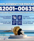Replacement High Limit Switch 42001-0063S for pool and spa heaters with easy install and safety switch, displayed on a platform.