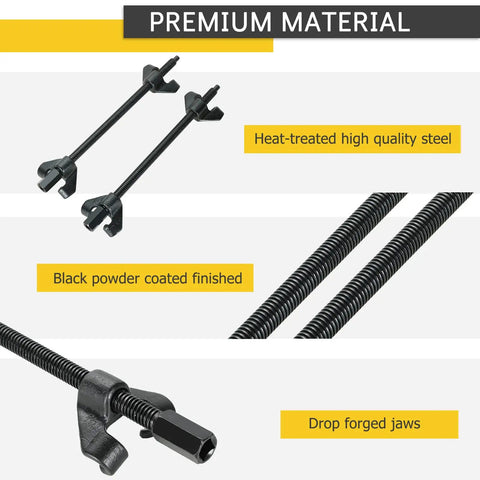 14 Inch Coil Spring Compressor And Strut Tool Set for Auto Suspension with black powder coated finish and drop forged jaws