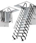 Electric Attic Ladder Pull Down Folding Loft Stairs Built Like A Tank With Top Shelf Alloy Build And Hassle Free Operation Safety Handrails For Effortless Ceiling Access 80X120CM, showcasing the retractable staircase and alloy construction.