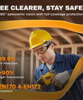 Worker wearing All Day Comfy Lab Safety Goggles With Anti Fog Clear Lens And UV Protection Unisex ANSI Z87.1 Impact Rated Eyewear