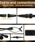 Connections and components for 50Ft Outdoor String Lights With Remote Control, Waterproof LED Patio Lights With 19 Plus 1 S11 Bulbs