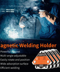 Front view of Themethla 25 lb magnetic welding magnets set, 4 pieces with orange labels