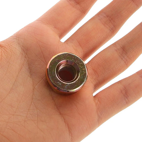 Top Quality 10Pc Reverse Thread Spindle Lock Nuts For Lawn Mower Golden Metal Replacement Wing Bolt Super Durable Quick Install Easy Swap in hand.