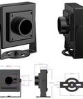 Built Tough Solid Aluminum Camera Housing For 32MmX32Mm Usb Boards Adjustable M12 Lens Mount Swivels 360 Degrees On Heavy Duty Black Stand Plug And Play For Serious Gear Heads And Pro Setups, detailed measurements and angles.