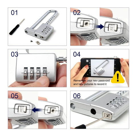 Beefy Heavy Duty Combination Padlock For Cabinets And Lockers setup guide with shackle adjustment and password change