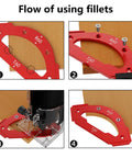 Flow of using Heavy Duty Aluminum Router Template For Dead-On Accurate Corner Radius Cuts Solid Woodworking Cutting Jig steps.